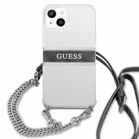Guess GUHCP13SKC4GBSI iPhone 13 mini 5.4" Caurspīdīgs cietais apvalks 4G Pelēks Siksna Sudraba Ķēde