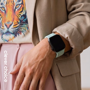 Crong Wave Band pīta Apple Watch siksniņa, 44/45/46/49 mm, piparmētru zaļa