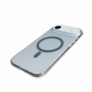 Puro Lite Mag TPU+PC viedtālruņa apvalks saderīgs ar MagSafe iPhone 17 Air - caurspīdīgs ar tirkīza gredzenu