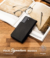 Ringke Folio Signature atverams ādas apvalks Samsung Galaxy S22 + (S22 Plus) melns (FSS118R262)