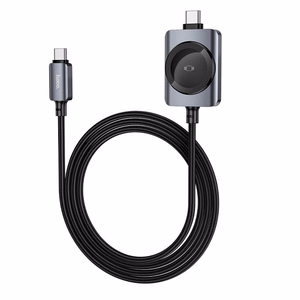Hoco USB C to USB C cable PD100W with wireless charging for Apple Watch 1,2 m CW66 black