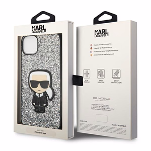 Viedtālruņa apvalks Karl Lagerfeld KLHCP14MGFKPG iPhone 14 Plus 6.7\" sudrabains / sudrabains Glitter Flakes Ikonik