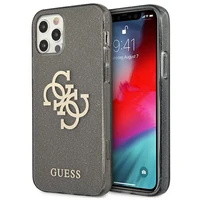 Guess GUHCP12LPCUGL4GBK iPhone 12 Pro Max 6.7" melns/melns cietais apvalks Spīdums 4G Liels Logotips