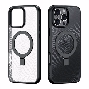 Dux Ducis Aimo Mag vāciņš ar magnētisko gredzenu un statīvu iPhone 17 Pro Max – melns