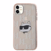 Karl Lagerfeld IML Choupette galvas un monogrammas apvalks iPhone 11 / Xr - rozā