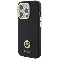 Guess silikona Logo Strass 4G viedtālruņa apvalks iPhone 15 Pro - melns