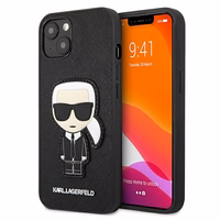 Karl Lagerfeld Saffiano Ikonik Karl's Patch Apvalks iPhone 13 mini - Melns