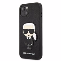 Karl Lagerfeld Saffiano Ikonik Karl's Patch Apvalks iPhone 13 mini - Melns