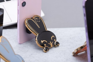 Lipīgs tālruņa statīvs RABBIT - melns
