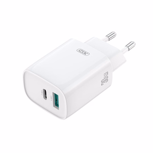 XO wall charger CE30 PD 30W 1x USB-C 1x USB white + cable USB-C - Lightning