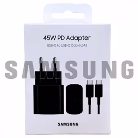 Lādētājs Samsung EP-TA845 melns 45W (ar iepakojumu) + Type-C 100cm kabelis / 100% oriģināls /