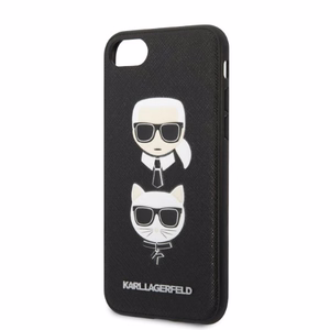 Karl Lagerfeld KLHCI8SAKICKCBK iPhone 7/8 / SE 2020 / SE 2022 melns/melns cietais apvalks Saffiano Karl&Choupette Galva