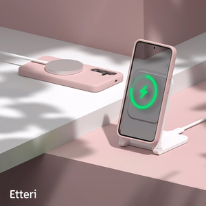 Силиконовый чехол Etteri Mag для Samsung Galaxy S25 Edge светло-розовый