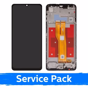 LCD displejs saderīgs ar Samsung A075 A07 4G melns ar rāmi (Service Pack)