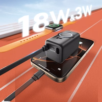 Joyroom JR-W13 5000mAh Bezvadu Portatīvais lādētājs Apple Watch + USB-C un Lightning - melns