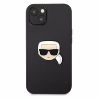 Karl Lagerfeld Ādas Ikonik Karl's Head Metāla apvalks iPhone 13 mini - melns
