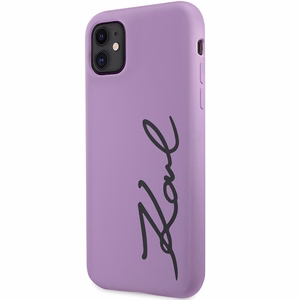 Karl Lagerfeld KLHCN61SKSVGU iPhone 11 / Xr 6.1" violets cietais viedtālruņa apvalks Silikona Paraksts