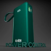 Portatīvais lādētājs SBS 10000 mAh 20W ar iebūvētu USB-C kabeli un digitālo indikatoru - zaļa