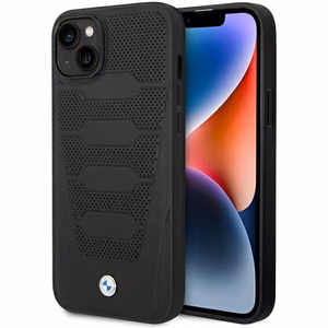 Viedtālruņa apvalks BMW BMHCP14S22RPSK iPhone 14 6.1 - melns ādas sēdekļu raksts