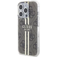 Guess IML 4G Gold Stripe apvalks iPhone 15 Pro Max - brūns