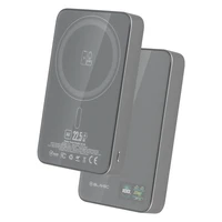 Blavec Portatīvais lādētājs 10000mAh BJ-04 Plāns 13,5mm - Type C - 22,5W magnētiskā Magsafe 3 in 1 (PBBJ04-MC10G) pelēka stikls