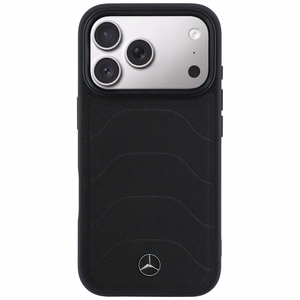 Mercedes Leather Mesh with Bow Line MagSafe maciņš iPhone 17 Pro Max, melns