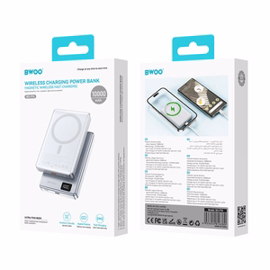 BWOO ультратонкий алюминиевый магнитный power bank P76 PD 20W 10000 mAh с цифровым дисплеем и портом USB-C черный
