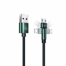 USAMS Kabelis pīts rotējošs U60 2A microUSB zaļš 1m SJ478USB02 (US-SJ478)