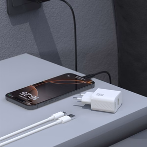 Dudao A27STEU 25W GaN USB-A Wall Lādētājs with USB-A - USB-C Kabelis - Balts