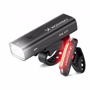 Wozinsky WSBLB2 priekšējā (400 lm) un aizmugurējā USB-C velosipēda luktura komplekts – melns