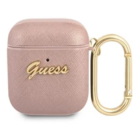 Guess GUA2SASMP Vāciņš AirPods rozā Saffiano Script Metal kolekcija