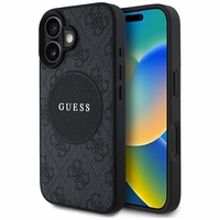 Guess 4G Circle Classic Logo Magnētiskais viedtālruņa apvalks iPhone 16 - melns