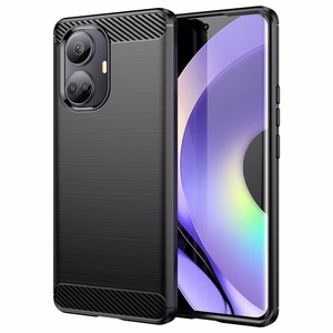 Чехол Carbon Case для Realme 10 Pro+ гибкий силиконовый под карбон чёрный