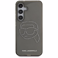 Karl Lagerfeld viedtālruņa apvalks ar rhinestones Karl Head logotipu Samsung Galaxy S25 melns