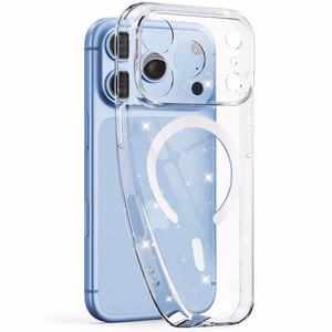 Tech-Protect FlexAir MagSafe maciņš, paredzēts iPhone 17 Pro Max / 18 Pro Max, caurspīdīgs ar mirdzumiem