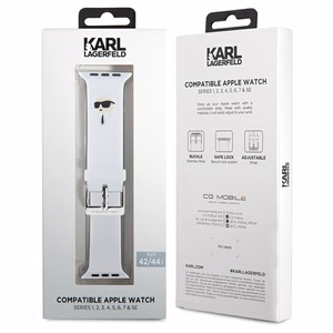 Karl Lagerfeld 3D Rubber Karl Head siksniņa balta priekš Apple Watch 42/44/45/49mm