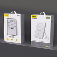 Dudao K28 10000mAh PD 22.5W Magnētiskā portatīvais lādētājs ar metāla apvalku un gredzena statīvu - sudraba