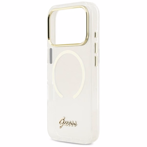 Guess IML Script Metal MagSafe Maciņš for iPhone 17 Pro - Clear
