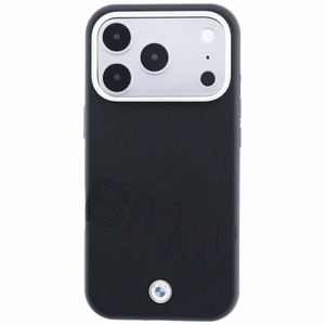 BMW maciņš IPHONE 18 Pro/17 Pro saderīgs ar MagSafe (Sign Inclined Deboss Letters) (krāsa: melna)