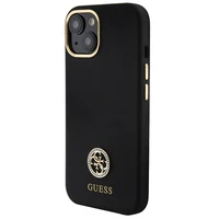 Guess silikona Logo Strass 4G viedtālruņa apvalks iPhone 15 - melns