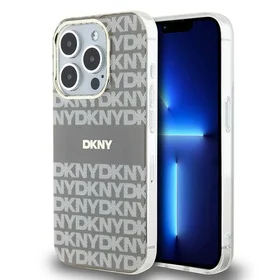 DKNY IML mono un svītrainais magnētiskais viedtālruņa apvalks iPhone 15 Pro – bēšs