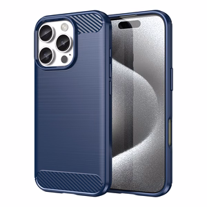 Carbon viedtālruņa apvalks iPhone 16 Pro Max silikona apvalks - zils