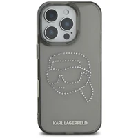 Karl Lagerfeld IML Rhinestones Karl Head apvalks iPhone 16 Pro melns