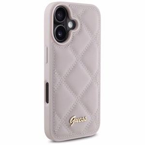 Guess stepēts metāla logotips viedtālruņa apvalks iPhone 16 - rozā