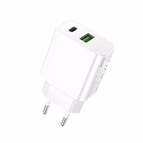 Rock sienas lādētājs T43 - USB + Type C - QC 3.0 PD 20W 3A balts