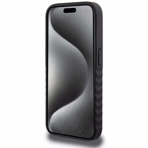 Mercedes Smooth Leather apvalks viedtālruņa iPhone 15 Pro - melns