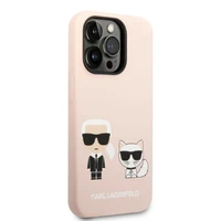 Karl Lagerfeld KLHMP14XSSKCI iPhone 14 Pro Max 6.7" cietais apvalks gaiši rozā/gaiši rozā Silikona Karl & Choupette Magnētiskais