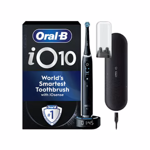 Oral-B iO10 Series Booster – uzlādējama elektriskā zobu birste, 1 uzgalis, 7 tīrīšanas režīmi, kosmiski melns