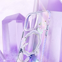 Kingxbar Butterfly Series magnētiskais viedtālruņa apvalks iPhone 14 Plus MagSafe ar rozā tauriņu motīvu