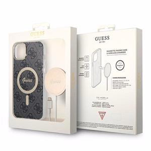 Guess GUBPP14MH4EACSK 4G Print MagSafe vāciņa un lādētāja komplekts iPhone 14 Plus 6.7", melns